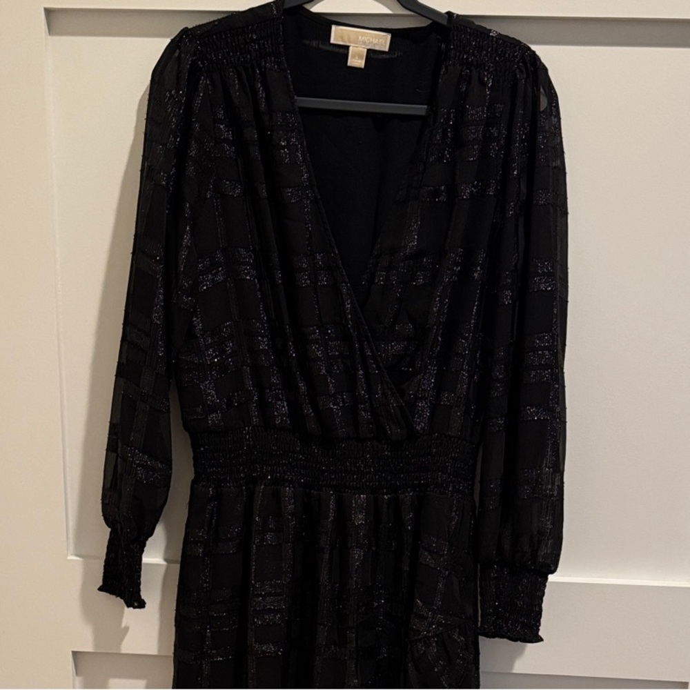 Michael Kors Elegant Black Long Sleeve Short Dress